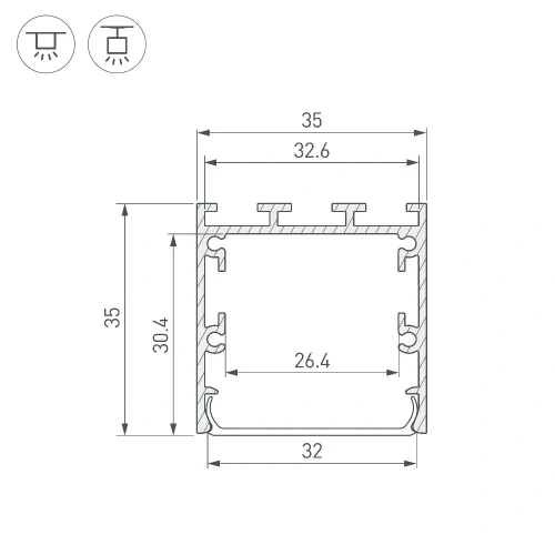Профиль LINE-М-3535-2000 WHITE (Arlight, Алюминий)