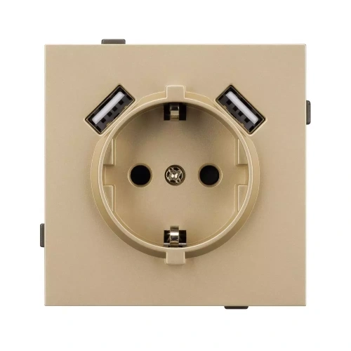 Механизм розетки с USB зарядкой SCT-TENDO-MUAA-SFPL-GD (230V, 16A) (Arlight, Матовый песочный)