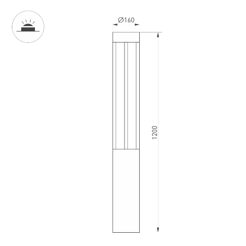 Светильник LGD-CASTELLO-BOLL-H1200-20W Warm3500-MIX (GR, 80 deg, 230V) (Arlight, IP65 Металл, 5 лет)