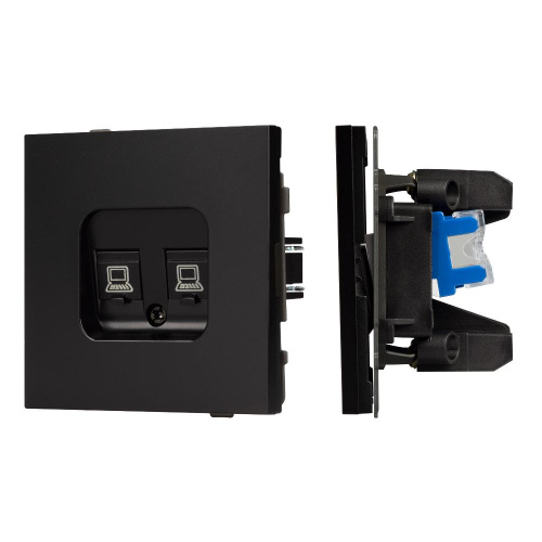 Механизм компьютерной розетки двойной SCT-TENDO-MPC2-PL-BK (RJ-45, CAT6) (Arlight, Черный)