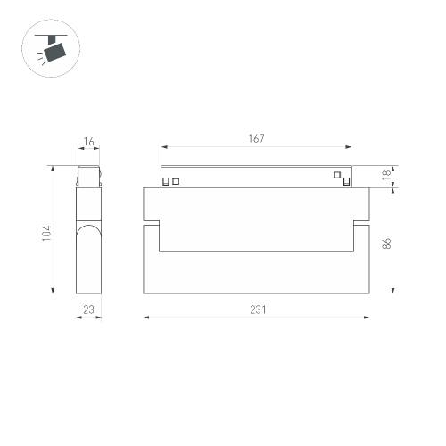 Светильник MAG-ORIENT-FLAT-FOLD-S230-12W Day4000 (WH, 80 deg, 48V, DALI) (Arlight, IP20 Металл, 5 лет)