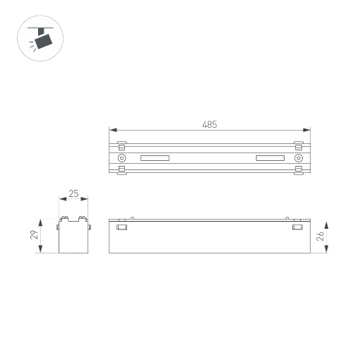 Светильник MAG-VIBE-FLAT-L485-24W Warm3000 (BK, 100 deg, 48V) (Arlight, IP20 Металл, 5 лет)