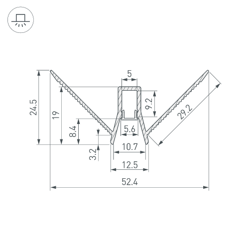 Профиль DECORE-S6-EXT-V-COMFORT-2000 ANOD внешний (Arlight, Алюминий)