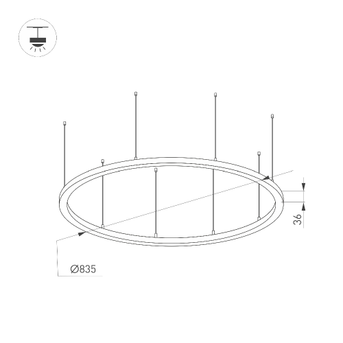 Светильник SP-LINE-HANG-ARC-O3535-D800-65W Warm3000 (WHITE, 230V) (Arlight, Металл)