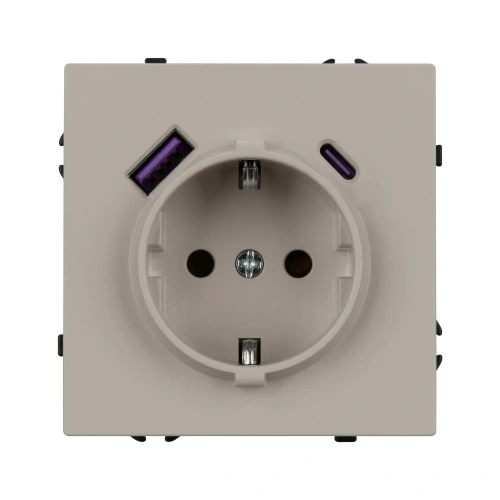 ARL NOBE Розетка зк со шторками с USB тип А+С софт-тач кашемир SCT-MUAC-SFPL-CA (250V, 16A) (Arlight, -)