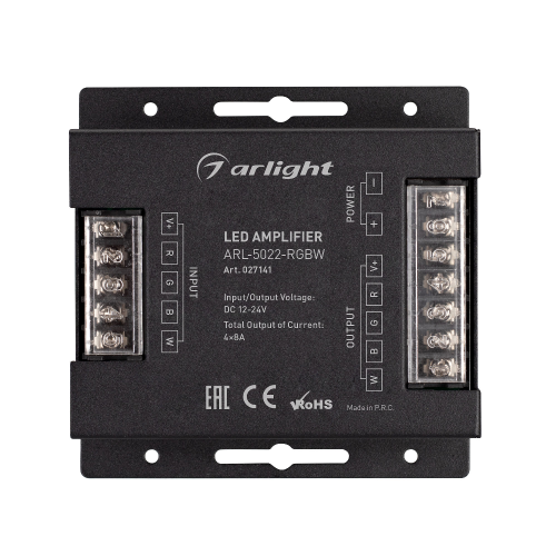 Усилитель ARL-5022-RGBW (12-24V, 4x8A, 384-768W) (Arlight, IP20 Металл, 3 года)