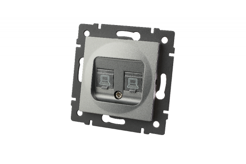 Механизм компьютерной розетки двойной SCT-MPC2-PL-GR-V (RJ-45, CAT6) (Arlight, -)