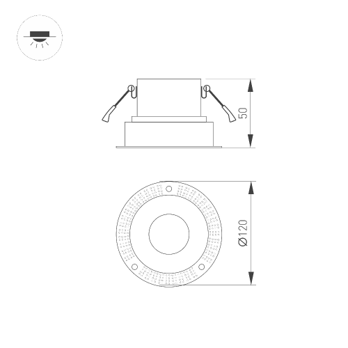 Корпус PLURIO-BASE-BUILT-TRIMLESS-R120 (BK, 1-2, 200mA) (Arlight, IP20 Металл, 3 года)