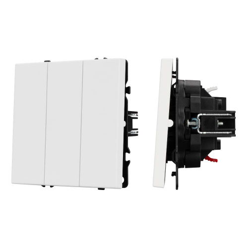 Механизм выключателя трехклавишный непроходной SWT-NOBE-MK03-SFPL-WH (230V, 10A) (Arlight, Белый кварц)