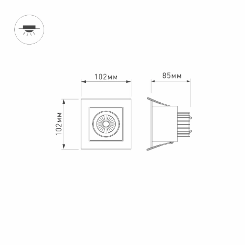 Светильник CL-KARDAN-S102x102-9W Day (WH-BK, 38 deg) (Arlight, IP20 Металл, 3 года)