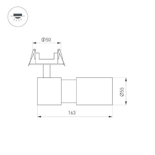 Светильник LGD-ARTEMIS-BUILT-FLAP-R55-12W Warm3000 (BK, 8-80 deg, 230V) (Arlight, IP20 Металл, 5 лет)