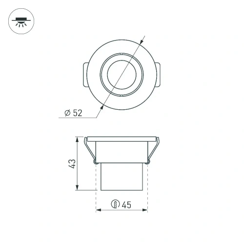 Светильник встраиваемый LTM-R52-3W Warm3000 (Белый, 30 deg, 230V) (Arlight, IP40 Металл, 5 лет)