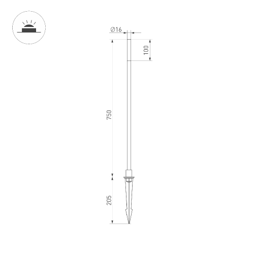 Светильник KT-CANNA-L750-1W Warm3000 (DG, 110 deg, 24V) (Arlight, IP65 Металл, 3 года)