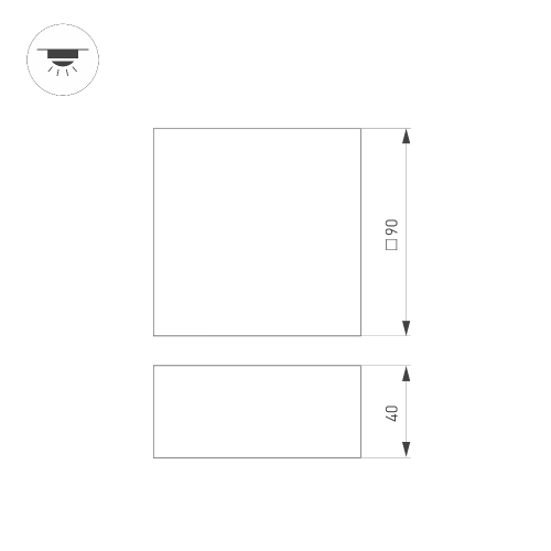 Светильник DL-GRIGLIATO-S90x90-6W Day4000 (BK, 90 deg, 230) (Arlight, IP40 Металл, 5 лет)