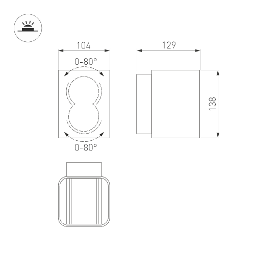 Светильник LGD-WALL-VARIO-S104x129-2x6W Day4000 (GR, 1-80 deg) (Arlight, IP54 Металл, 3 года)