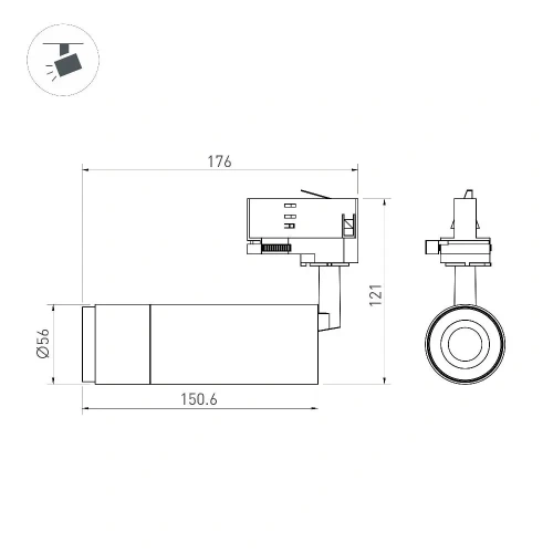 Светильник LGD-GESTIA-TRACK-4TR-R56-15W Day4000 (Черный-никель, 25-50 deg, 230V) (Arlight, IP20 Металл, 5 лет)