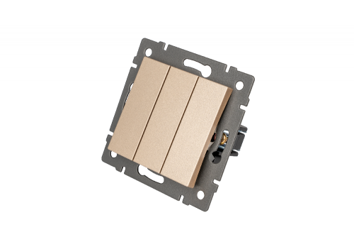 Механизм выключателя трехклавишный непроходной SWT-MK03-PL-GD-V (250V, 10A) (Arlight, -)