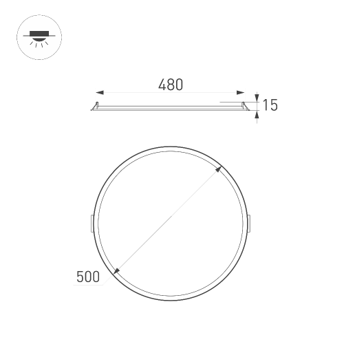 Светильник DL-EDGE-R500-40W Warm3000 (WH, 115 deg, 230V) (Arlight, IP40 Металл, 3 года)