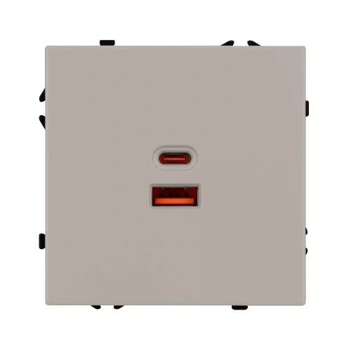 Механизм розетки с быстрой USB зарядкой SCT-NOBE-MUAC-SFPL-FC-CA (65W, QC3) (Arlight, Кашемир)