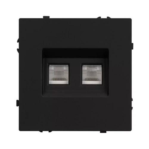 Механизм сдвоенной телефонной розетки SCT-NOBE-MTL2-SFPL-BK (RJ-11, 4C) (Arlight, Черный оникс)