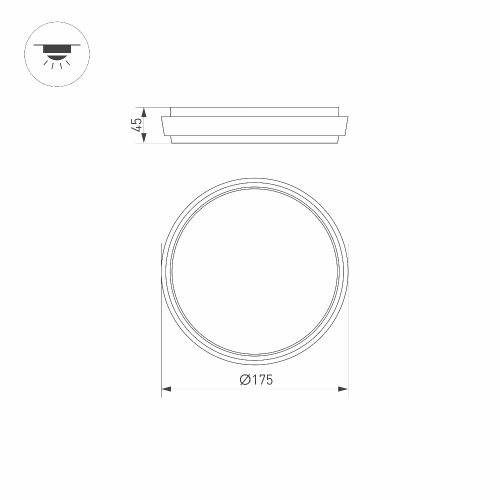 Светильник LGD-GIRO-R175-10W Day4000 (GR, 110 deg, 230V) (Arlight, IP54 Металл, 3 года)