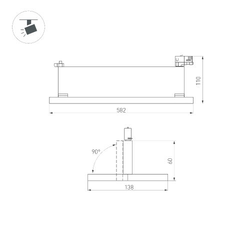 Светильник LGD-MARS-4TR-S582x138-50W Day4000 (BK, 60-130 deg, 230V) (Arlight, IP20 Металл, 5 лет)