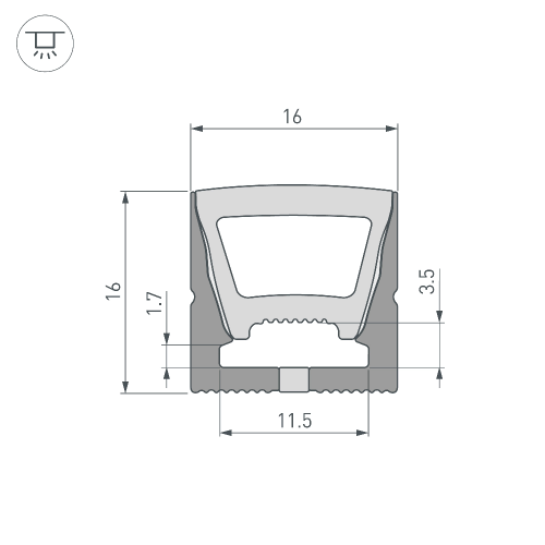 Силиконовый профиль WPH-FLEX-1616-TOP-S11-5m BLACK (Arlight, Силикон)