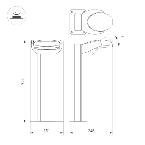 Светильник LGD-EYE-BOLL-H900-6W Warm3000 (GR, 117 deg, 230V) (Arlight, IP54 Металл, 3 года)