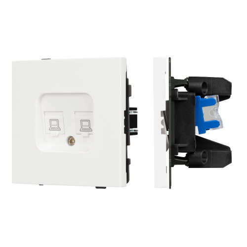 Механизм компьютерной розетки двойной SCT-TENDO-MPC2-SFPL-WH (RJ-45, CAT6) (Arlight, Матовый белый)