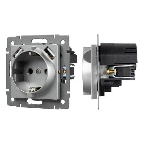 Механизм розетки с USB зарядкой SCT-MUAA-PL-GR-V (250V, 16A) (Arlight, -)