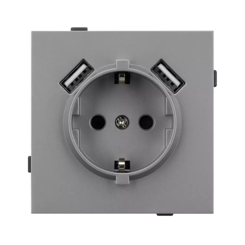 Механизм розетки с USB зарядкой SCT-TENDO-MUAA-PL-GR (230V, 16A) (Arlight, Графитовый)