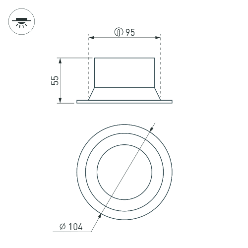 Светильник MS-BREEZE-BUILT-R104-12W Day4000 (WH, 90 deg, 230V) (Arlight, IP20 Металл, 3 года)