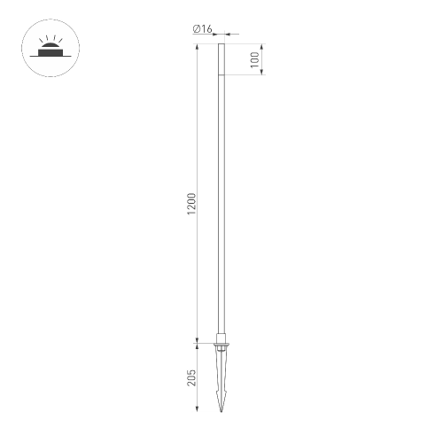 Светильник KT-CANNA-L1200-1W Warm3000 (DG, 110 deg, 24V) (Arlight, IP65 Металл, 3 года)