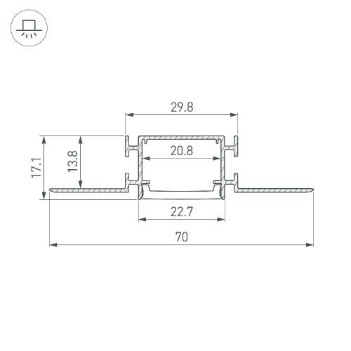 Профиль FANTOM-BENT-W23-SIDE-2000 ANOD (Arlight, Алюминий)