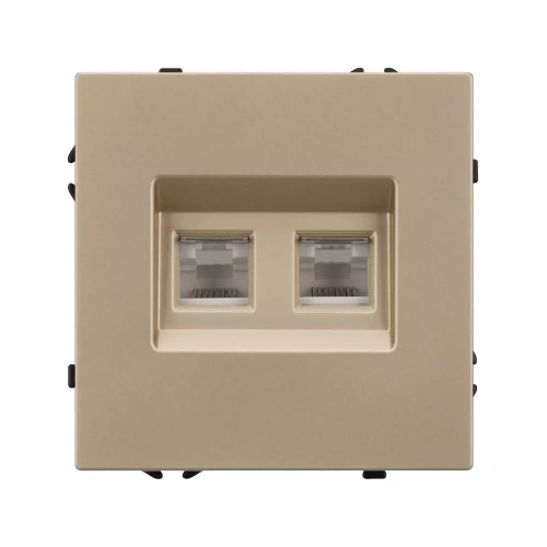 Механизм сдвоенной компьютерной розетки SCT-NOBE-MPC2-SFPL-GD (RJ-45, CAT6) (Arlight, Золотой песок)