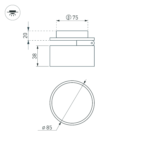 Светильник LGD-POT-BUILT-R85-12W Day4000 (BK, 100 deg, 230V) (Arlight, IP44 Металл, 5 лет)