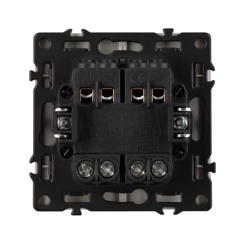 Механизм выключателя двухклавишный перекрёстный SWT-NOBE-MKX2-SFPL-BK (230V, 10A) (Arlight, Черный оникс)