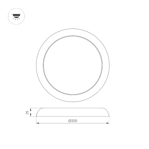 Светильник CL-FIOKK-R300-25W Day4000-MIX (WH, 120 deg, 230V) (Arlight, IP44 Пластик, 3 года)