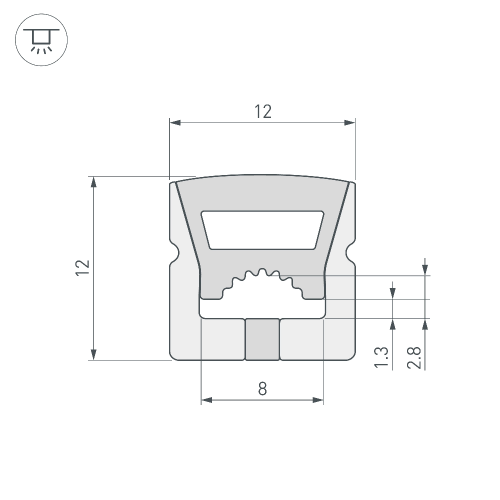 Силиконовый профиль WPH-FLEX-1212-TOP-S8-10m WHITE (Arlight, Силикон)