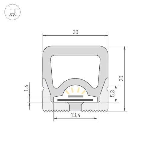 Силиконовый профиль WPH-FLEX-2020-TOP-S13-10m WHITE (Arlight, Силикон)