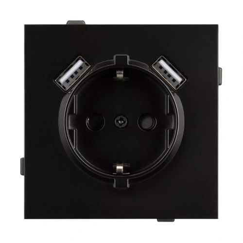 Механизм розетки с USB зарядкой SCT-TENDO-MUAA-PL-BK (230V, 16A) (Arlight, Черный)