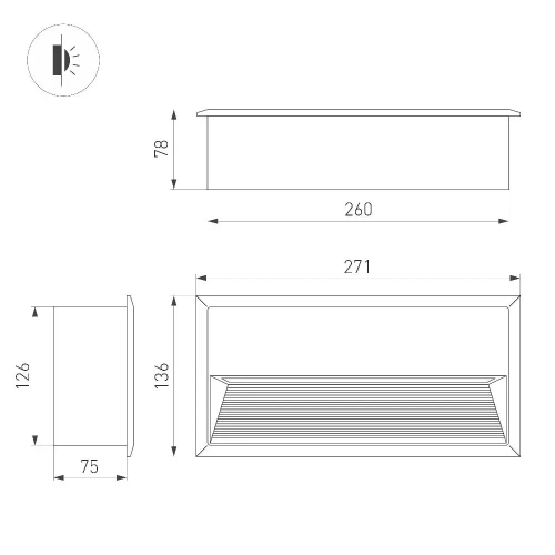 Светильник встраиваемый LTD-RIBONIK-S271x136-10W Day4000 (Черный, 50 deg, 230V) (Arlight, IP65 Металл, 5 лет)