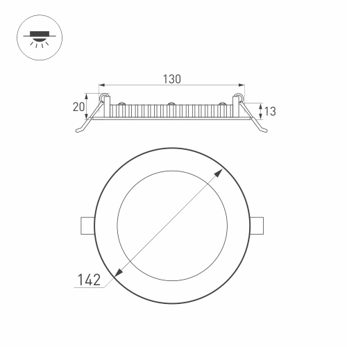 Светильник DL-142M-13W Day White (Arlight, IP40 Металл, 3 года)