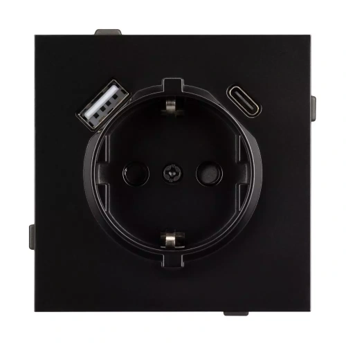 Механизм розетки с USB зарядкой SCT-TENDO-MUAC-PL-BK (230V, 16A) (Arlight, Черный)