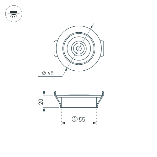 Светодиодный светильник LTM-R65WH 5W Day White 10deg (Arlight, IP40 Металл, 3 года)