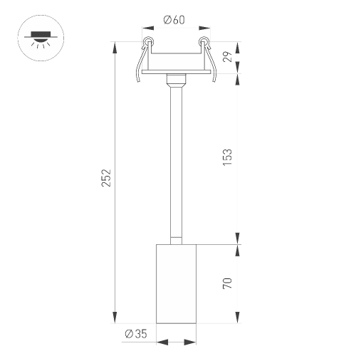 Светильник LGD-PERISCOPE-R35-6W Warm3000 (BK, 24 deg, 230V) (Arlight, IP40 Металл, 5 лет)