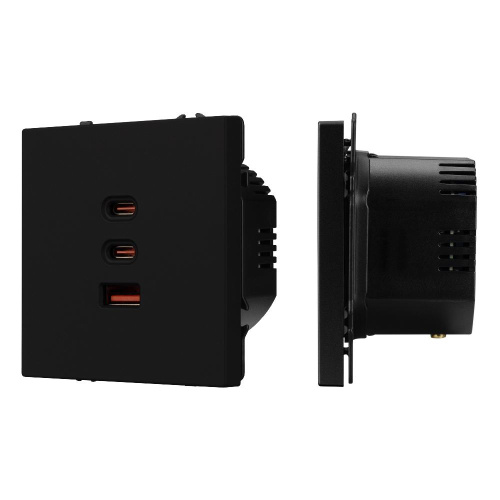 Механизм розетки с быстрой USB зарядкой SCT-NOBE-MUACC-SFPL-FC-BK (65W, QC3) (Arlight, -)