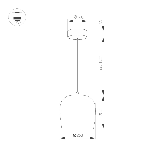 Светильник SP-PEONY-HANG-R250-15W Warm3000 (BK, 65 deg, 230V) (Arlight, IP20 Металл, 3 года)