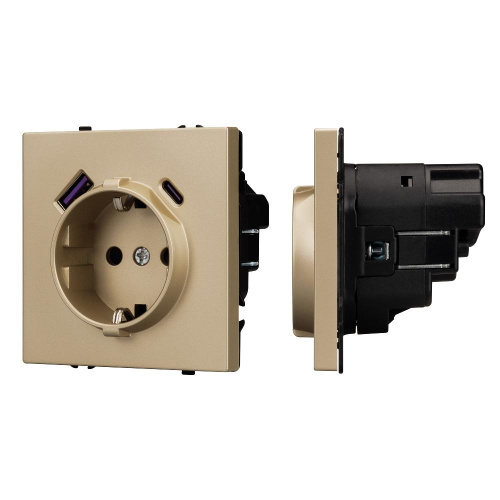 Механизм розетки с USB зарядкой SCT-NOBE-MUAC-SFPL-GD (230V, 16A) (Arlight, Золотой песок)