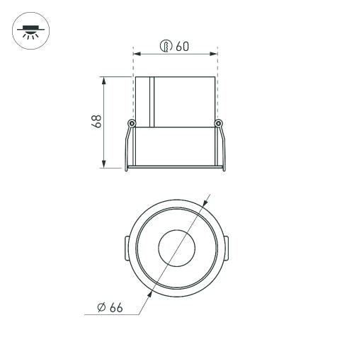 Светильник MS-ATLAS-BUILT-R66-15W Day4000 (WH-BK, 35 deg, 230V) (Arlight, IP20 Металл, 5 лет)